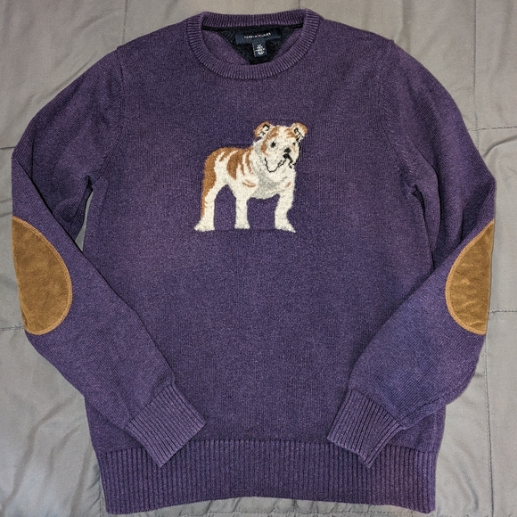 Tommy Hilfiger Bulldog Elbow Patch Men's Sweater - Picture 1 of 9
